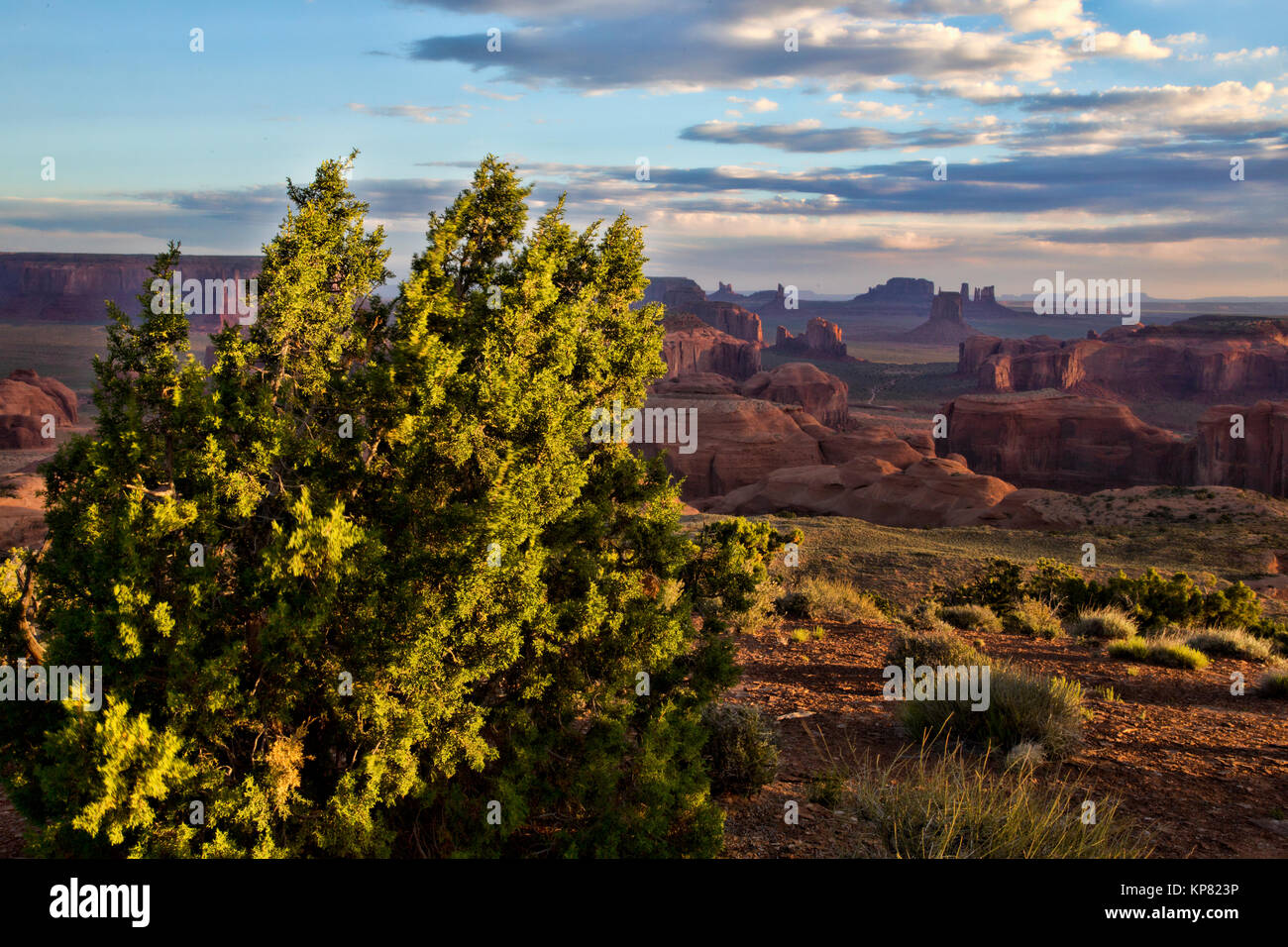 Views of Monument Valley from Hunt's Mesa,Utah. Stock Photo