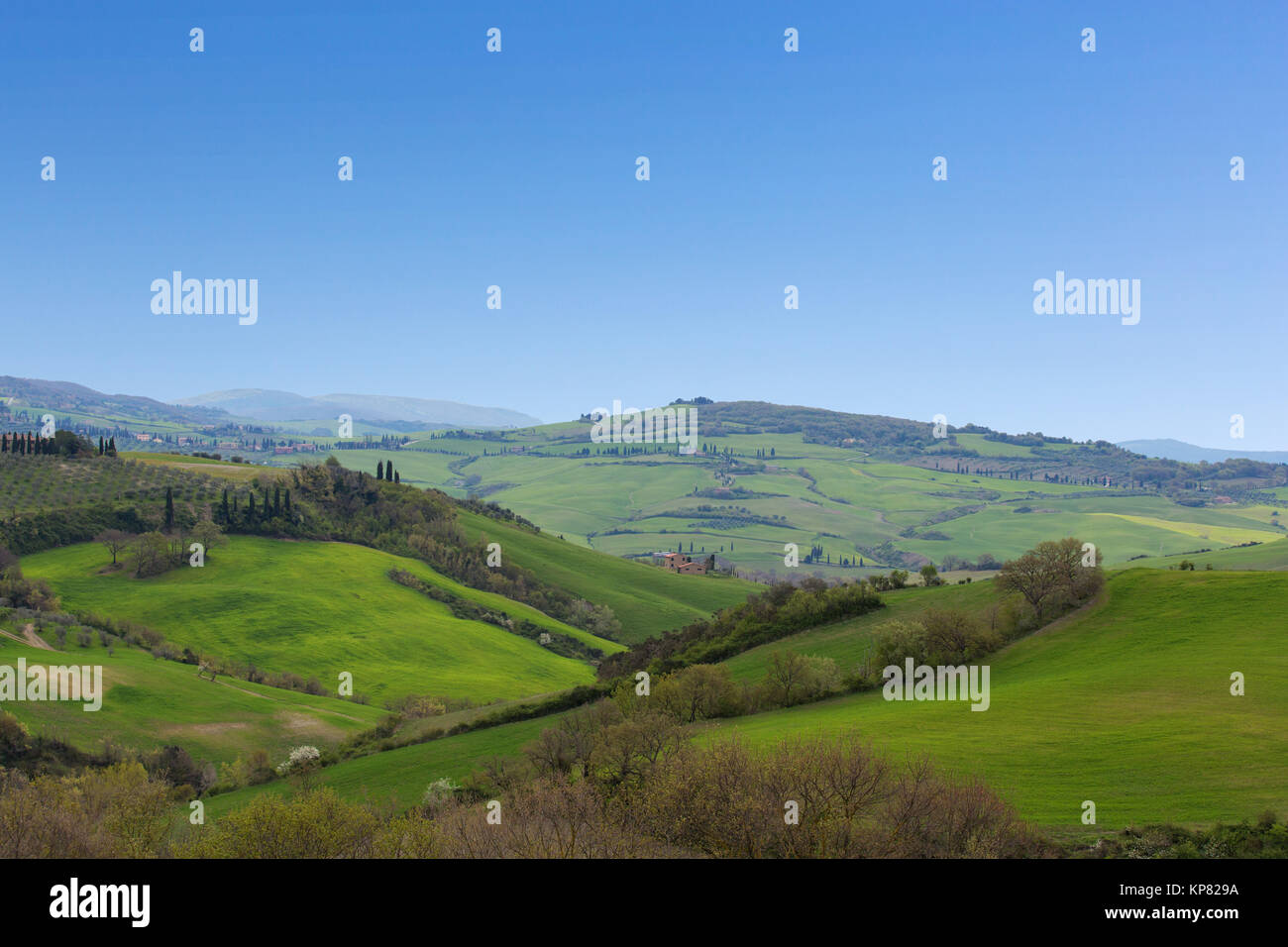 Ausblick in das Valle Orcia in der Toskana Stock Photo