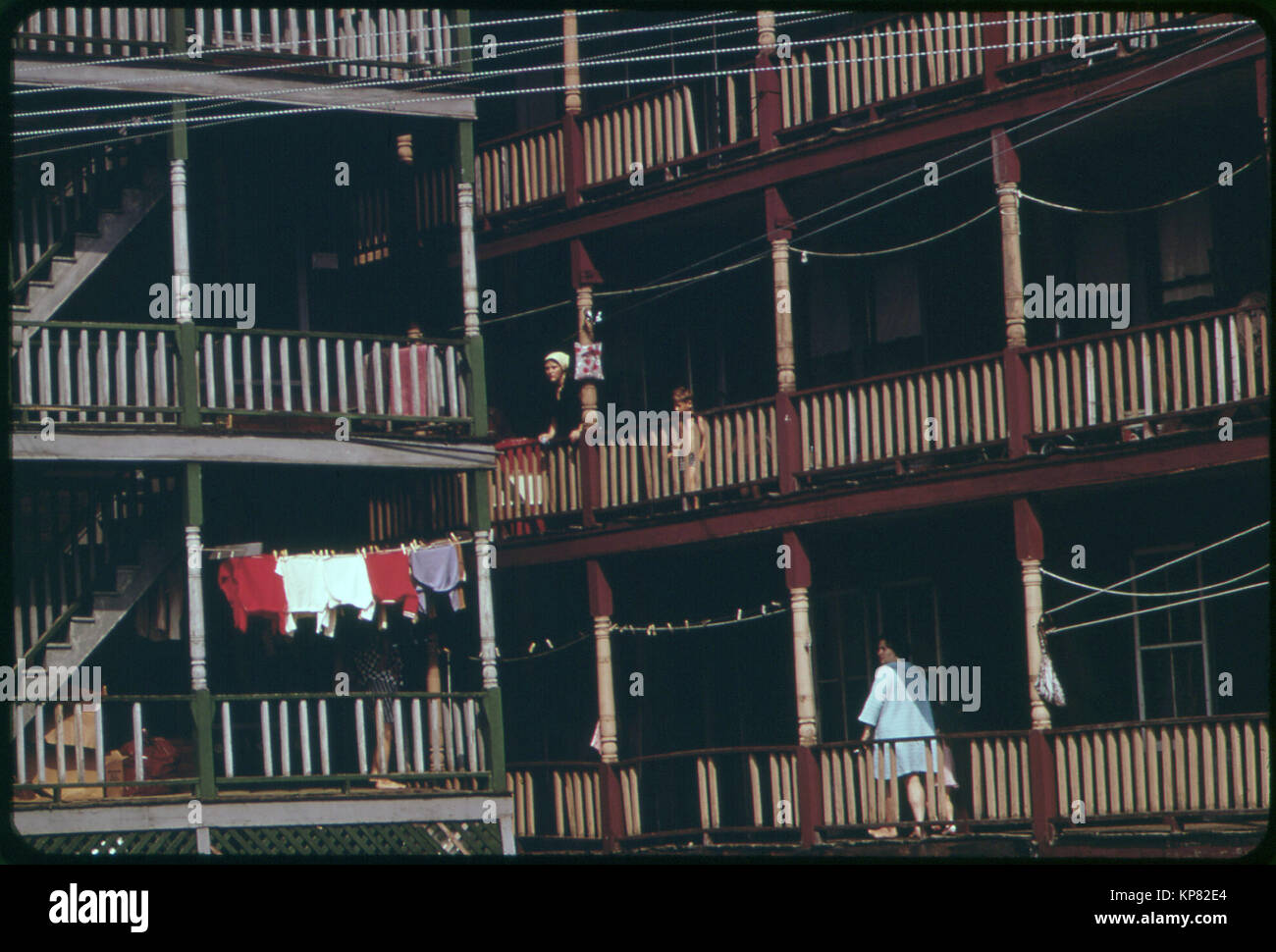 Houses in the Town of Mexico on the Androscoggin River Just Across from Rumford 06/1973 Stock Photo