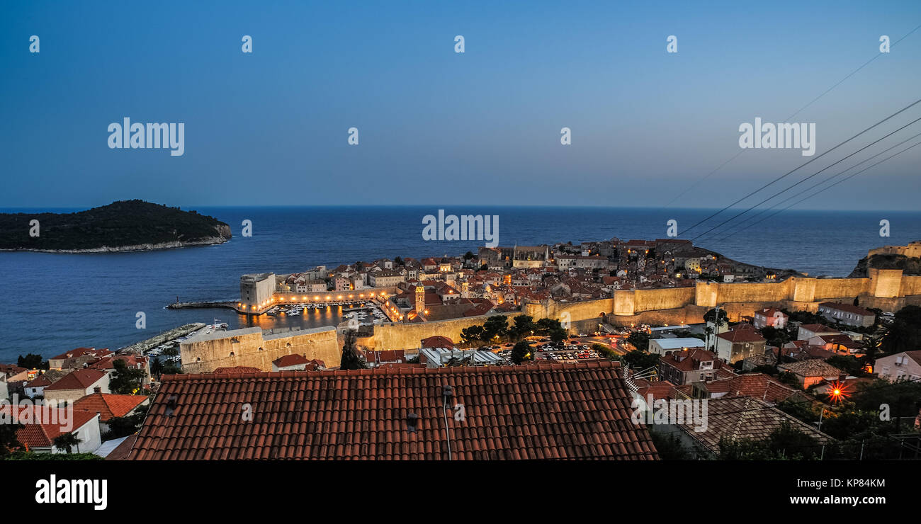 old town of dubrovnik in the evening Stock Photo