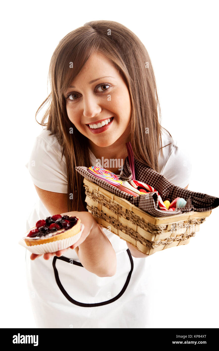 Woman chef with sweets Stock Photo - Alamy