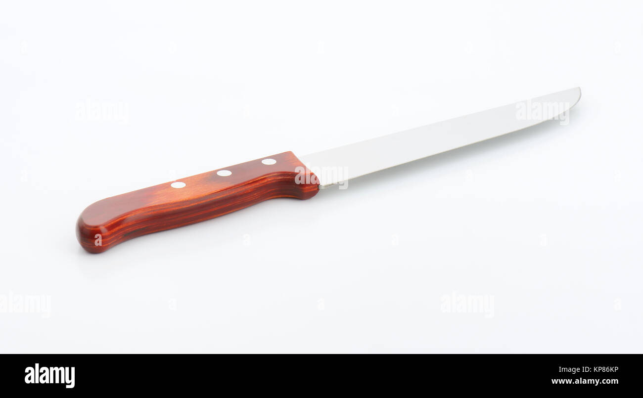 Wood handle slicing knife Stock Photo Alamy
