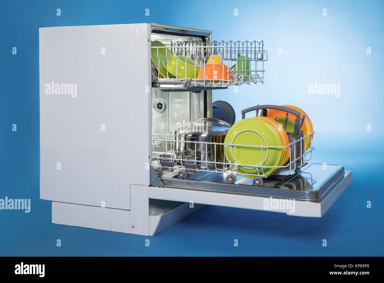 Dishwasher Full Of Utensils Stock Photo Alamy