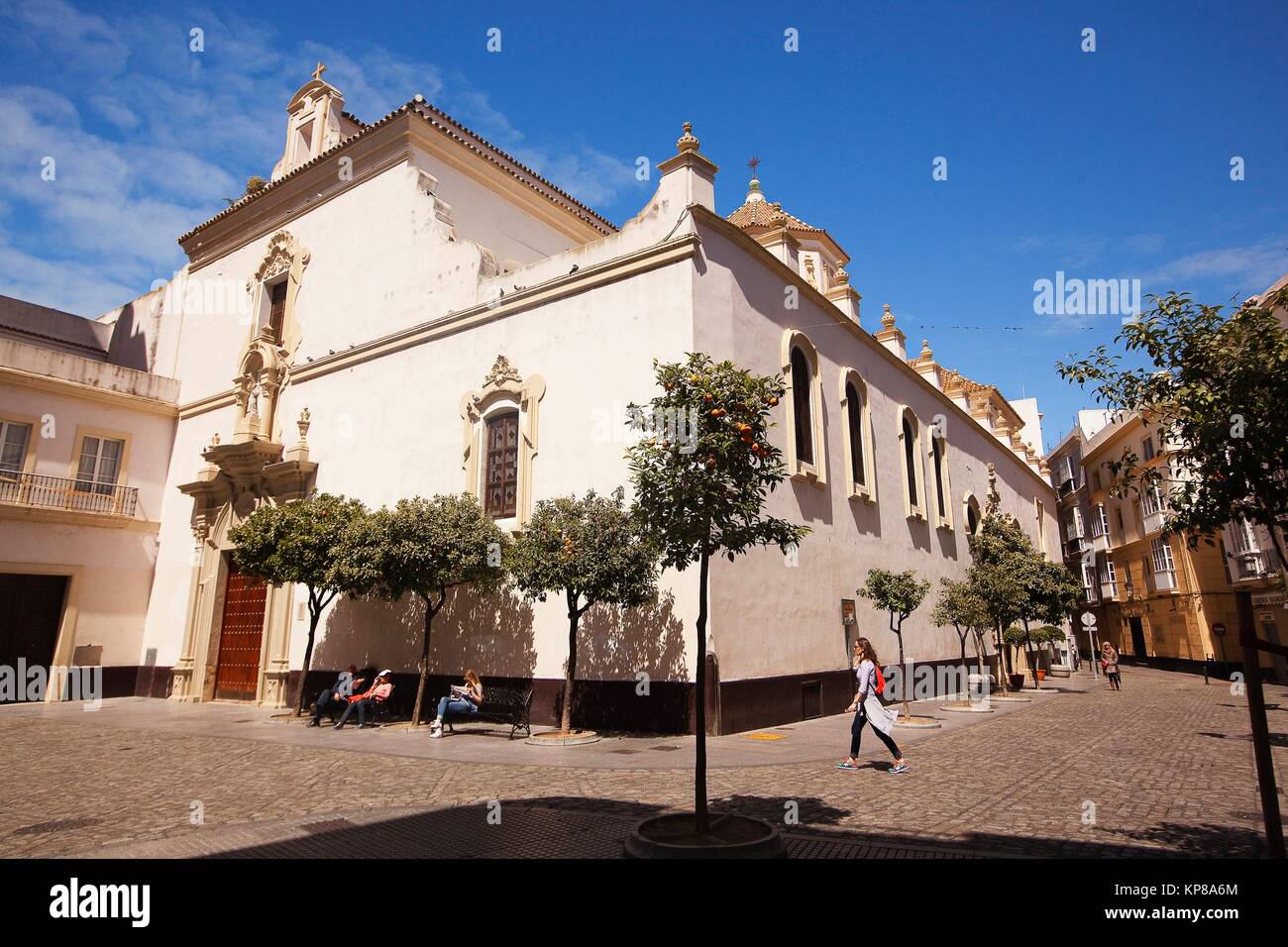 View to the Cristo De La Veracruz church, Cadiz City, Atlantic Ocean, Andalusia, Spain, Europe. Stock Photo