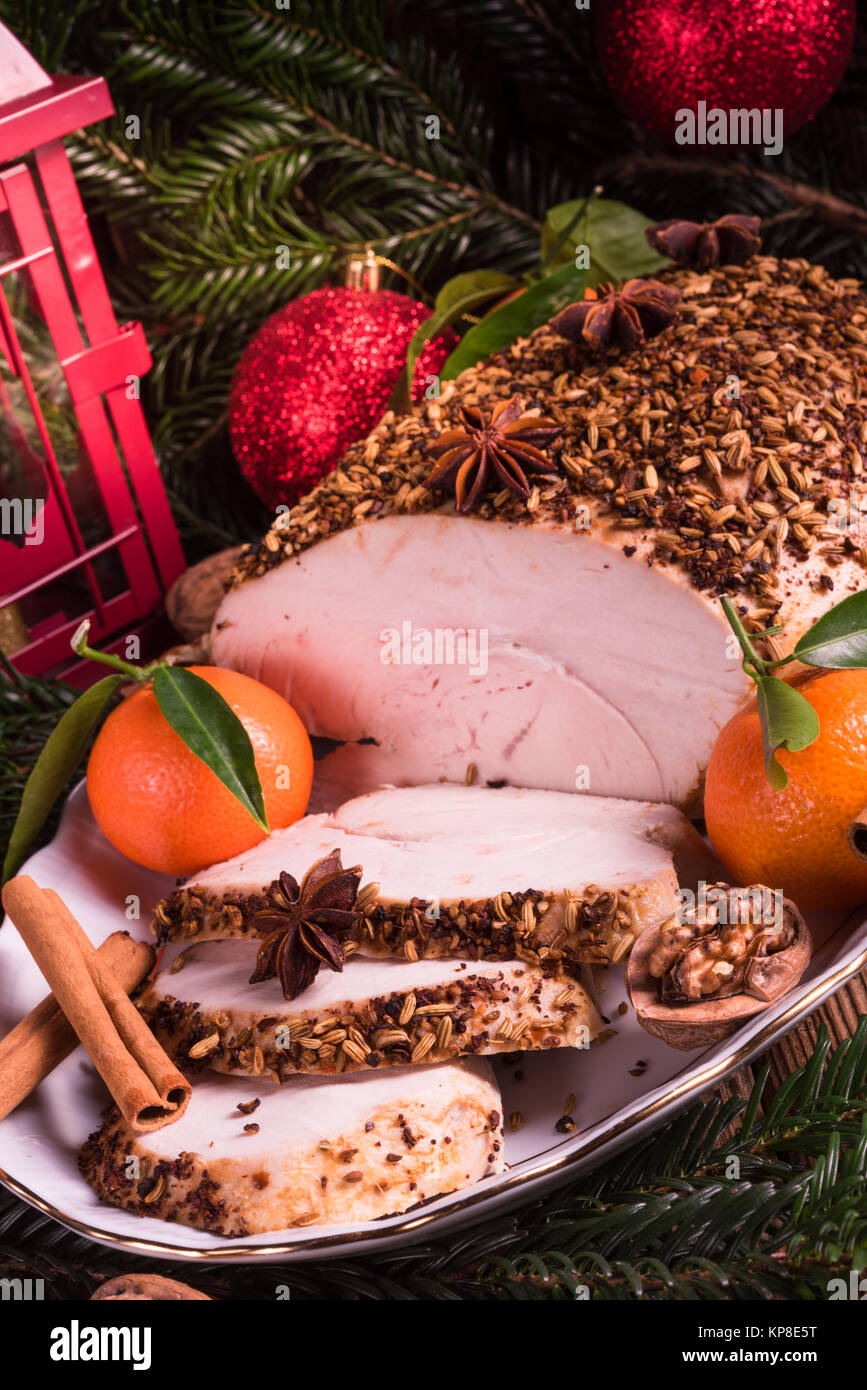 christmas roast turkey Stock Photo