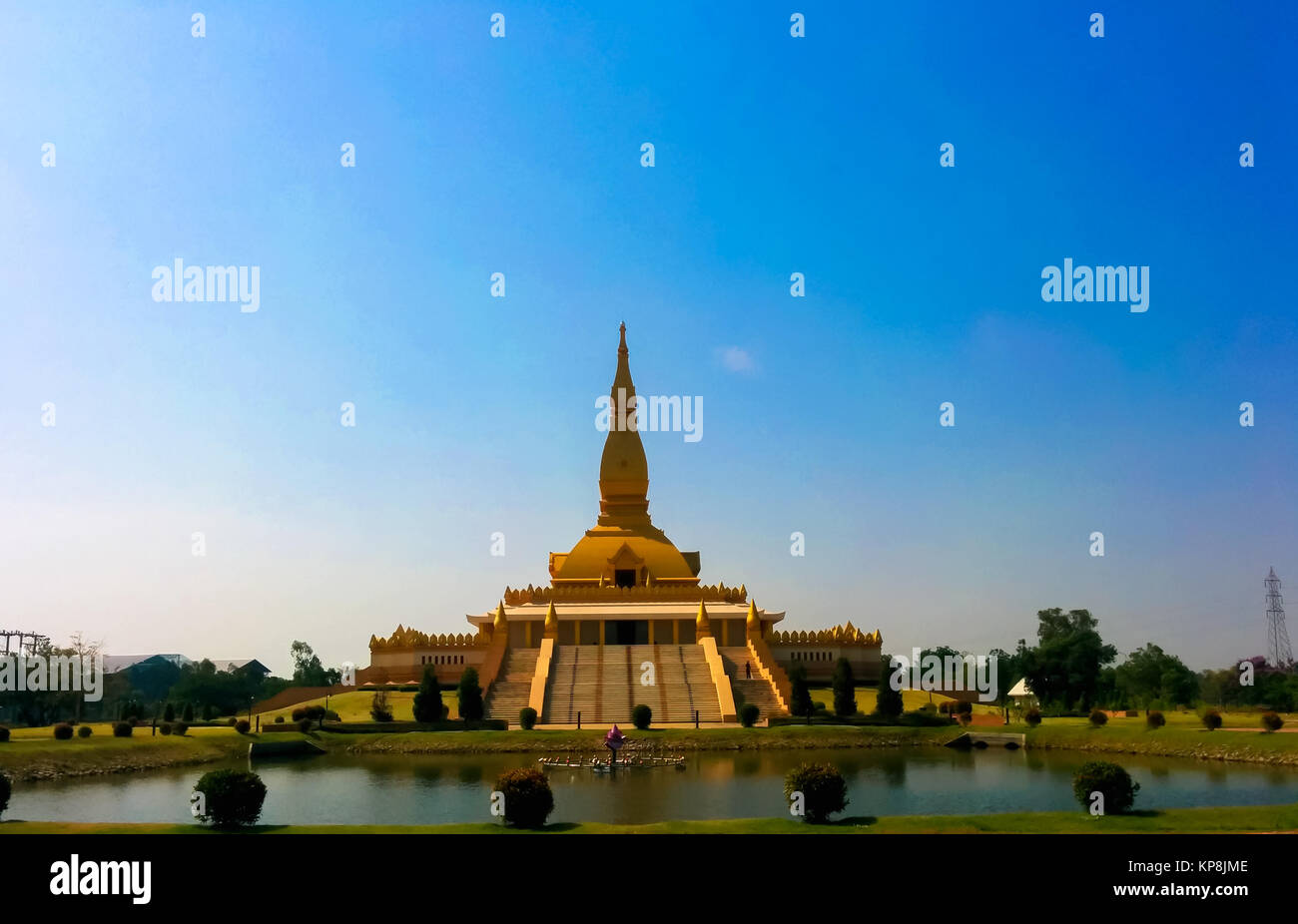 Gold Pagoda with Blue Sky Background Stock Photo - Alamy