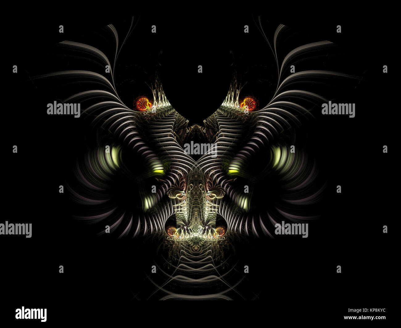 Abstract fractal computer-generated image on black background Stock Photo