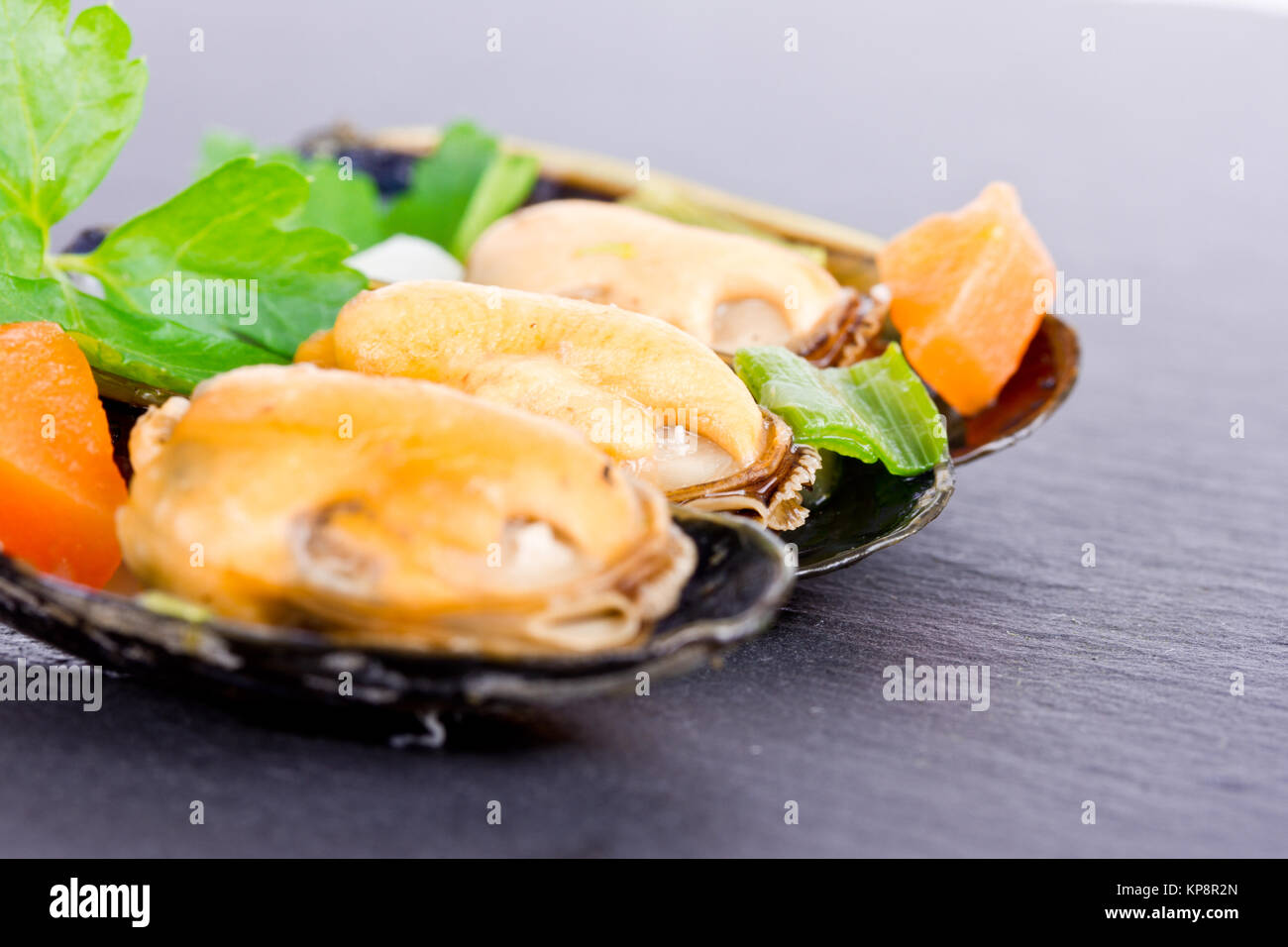 cooked mussels Stock Photo