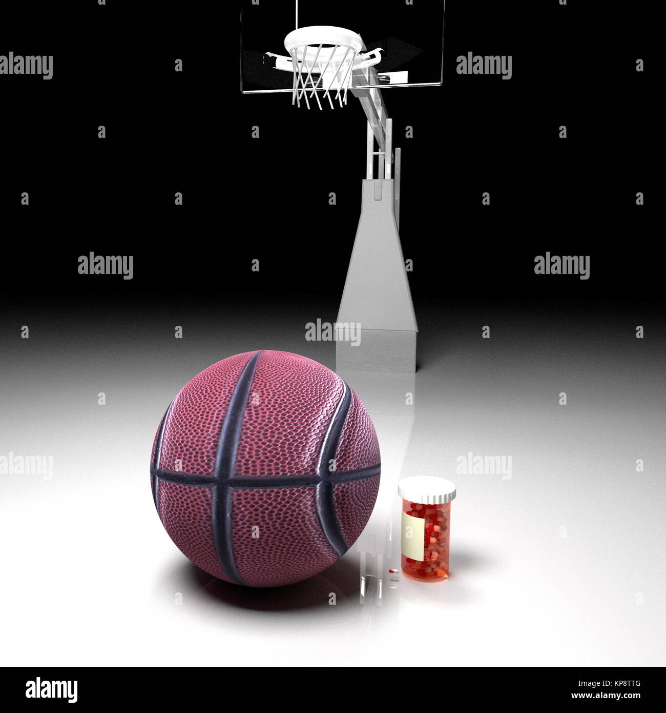 Pills tube near a basketball Stock Photo Alamy