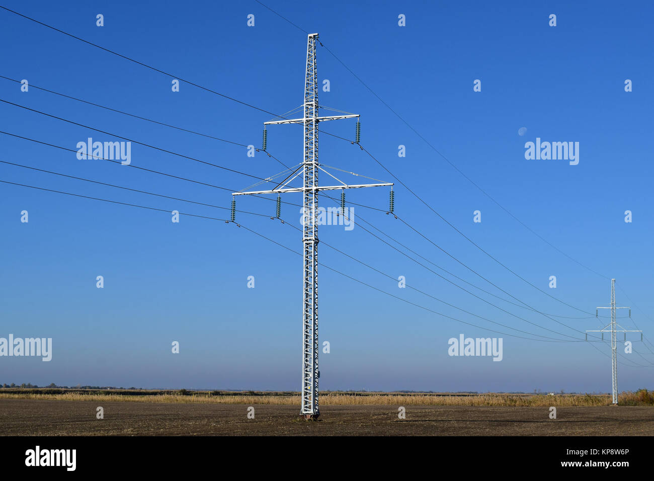 Power line support Stock Photo Alamy