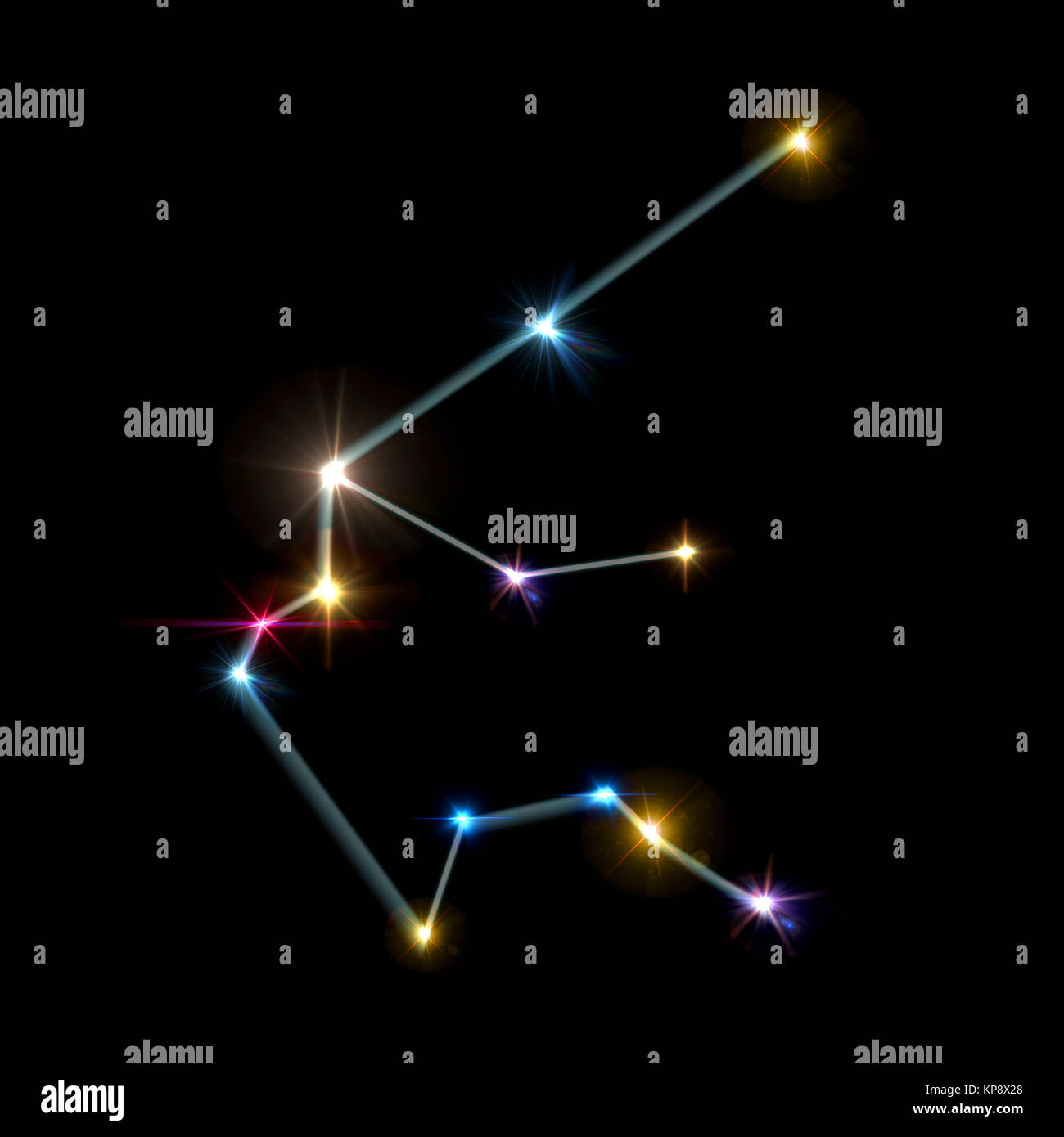 11 Aquarius Horoscopes with black background Stock Photo