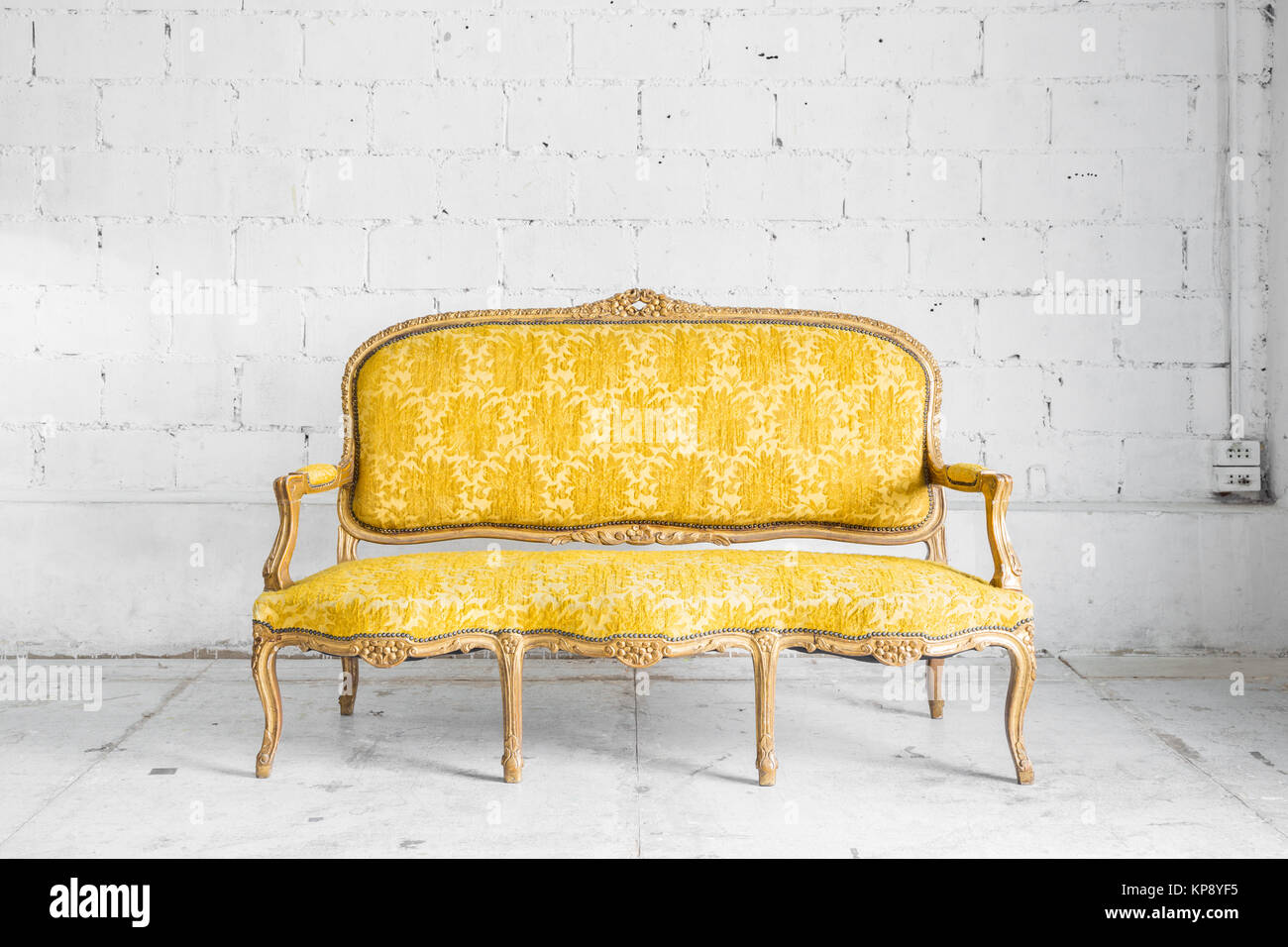 Yellow Retro Sofa Stock Photo Alamy