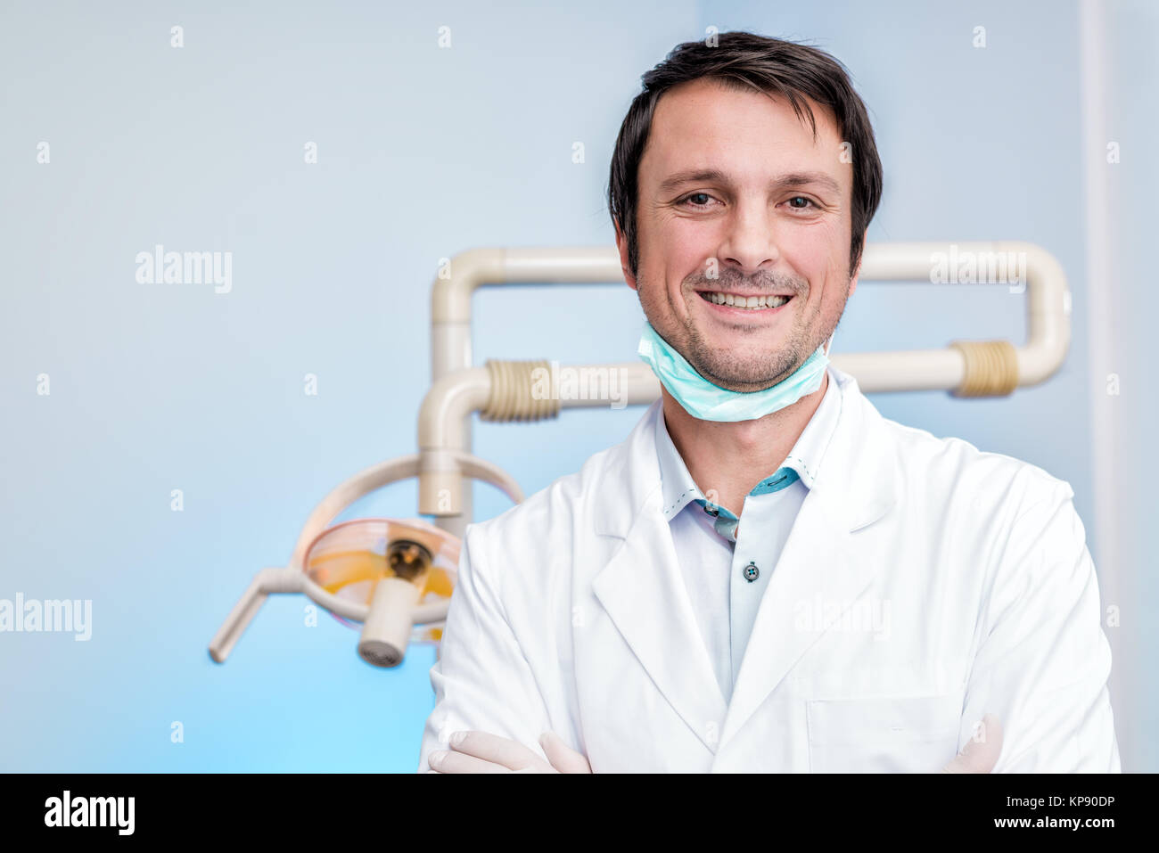 cheerful dentist in dental office Stock Photo Alamy