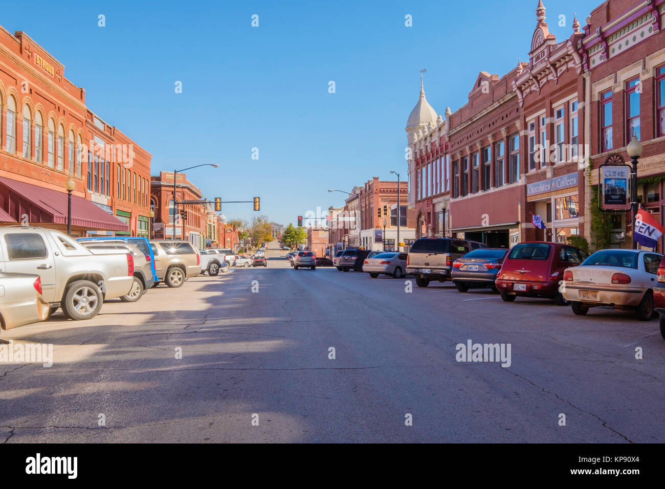 Oklahoma street in the historic district of Guthrie, Oklahoma, USA