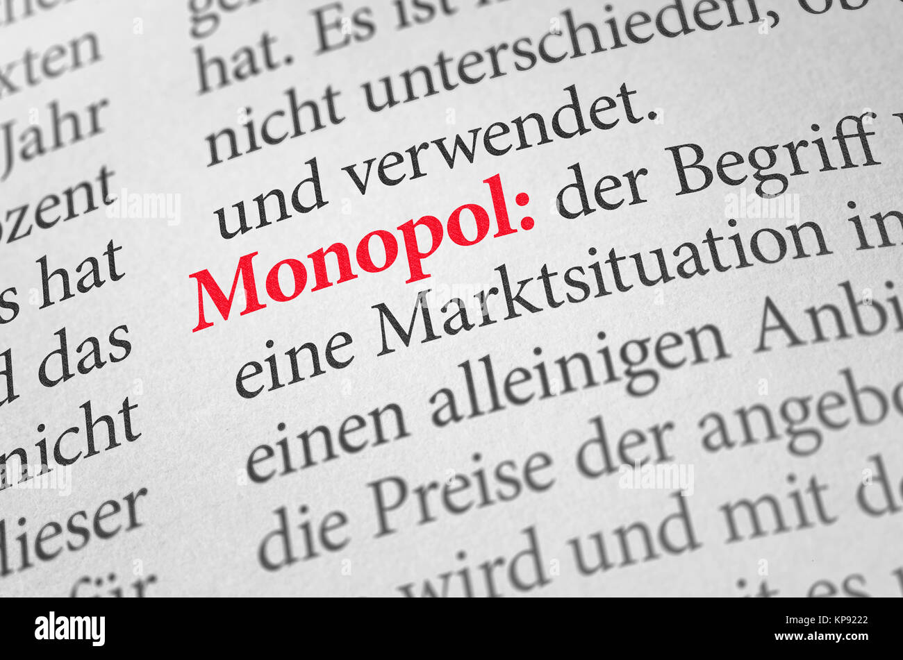 dictionary the term monopoly Stock Photo
