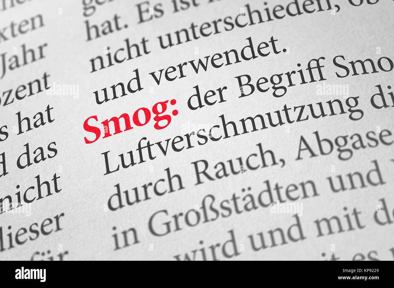 dictionary with the term smog Stock Photo