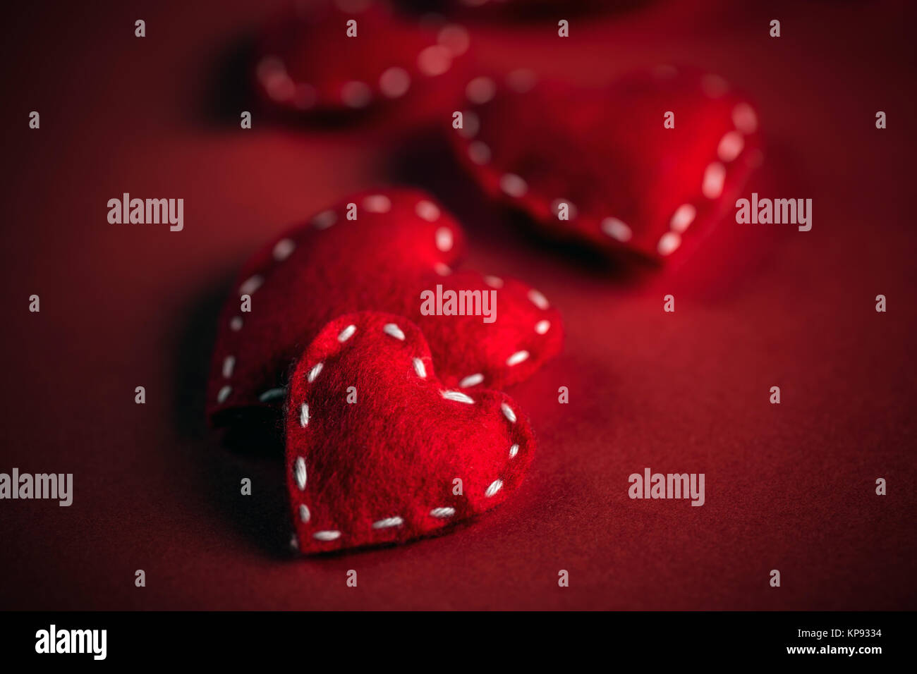 Red felt hearts Stock Photo Alamy