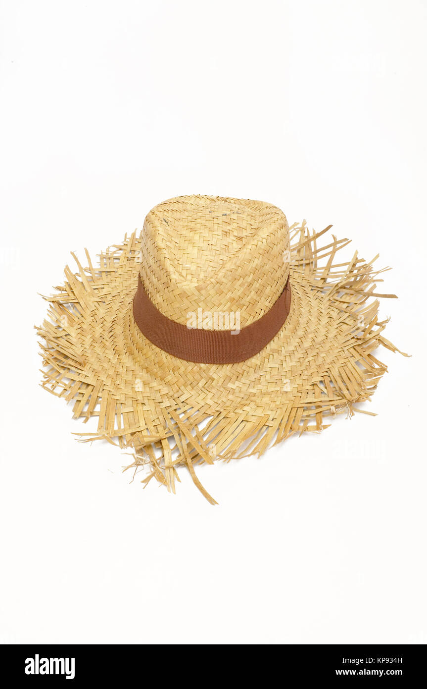 Straw hat, summer panama isolated on a white background Stock Photo