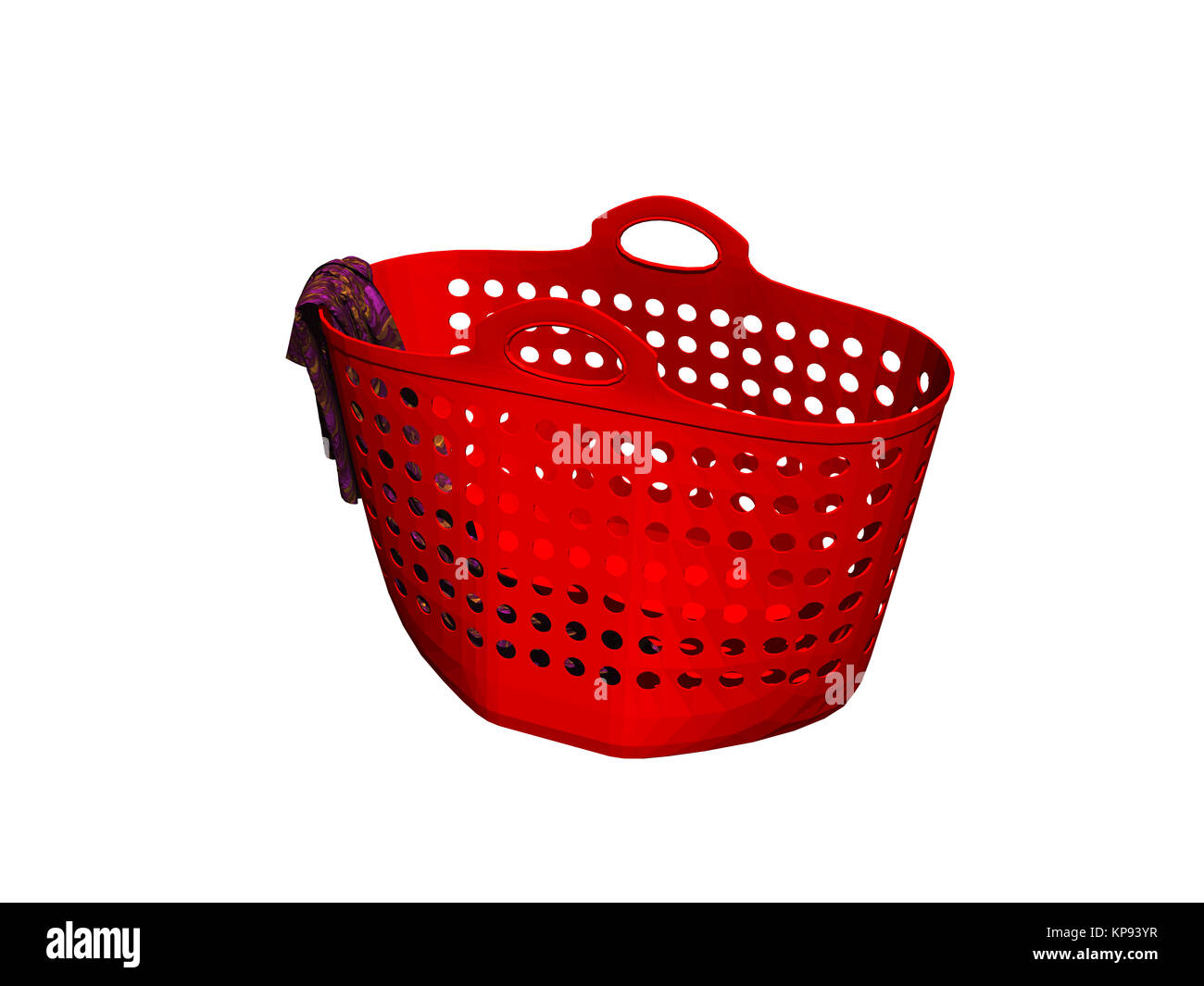 optional red plastic laundry basket Stock Photo