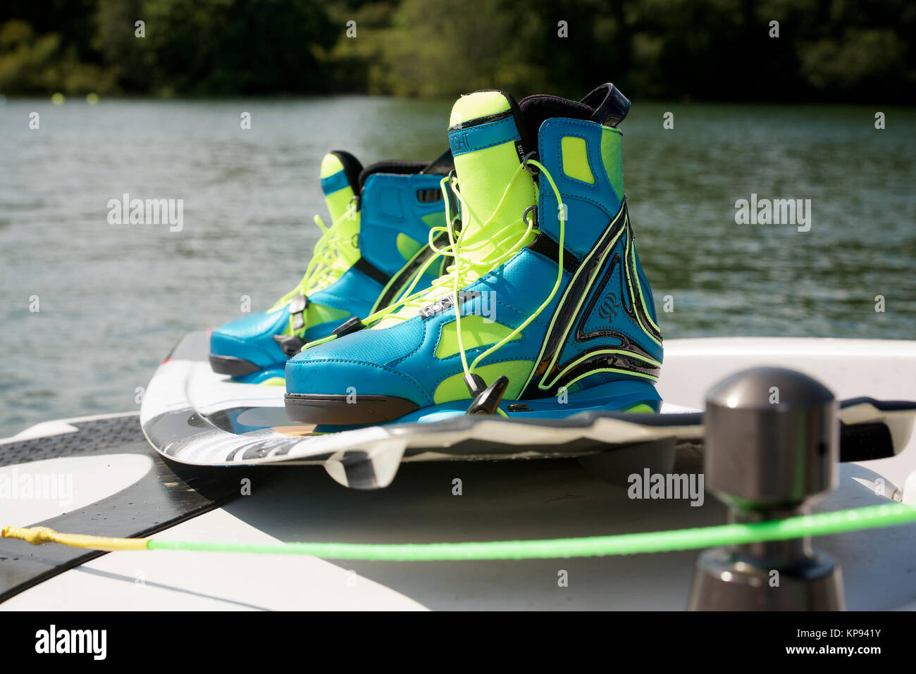 Wakeboard and boots Stock Photo Alamy