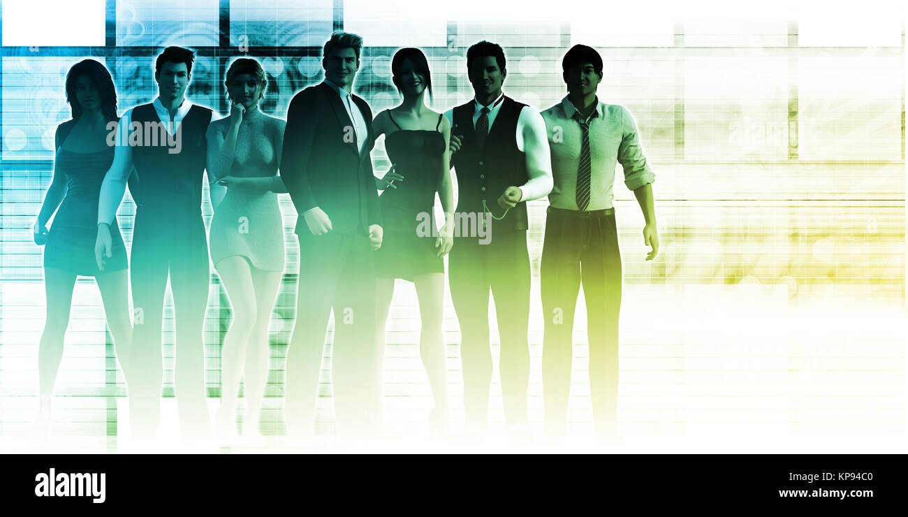 Business Team Standing with Leader in Front Stock Photo - Alamy