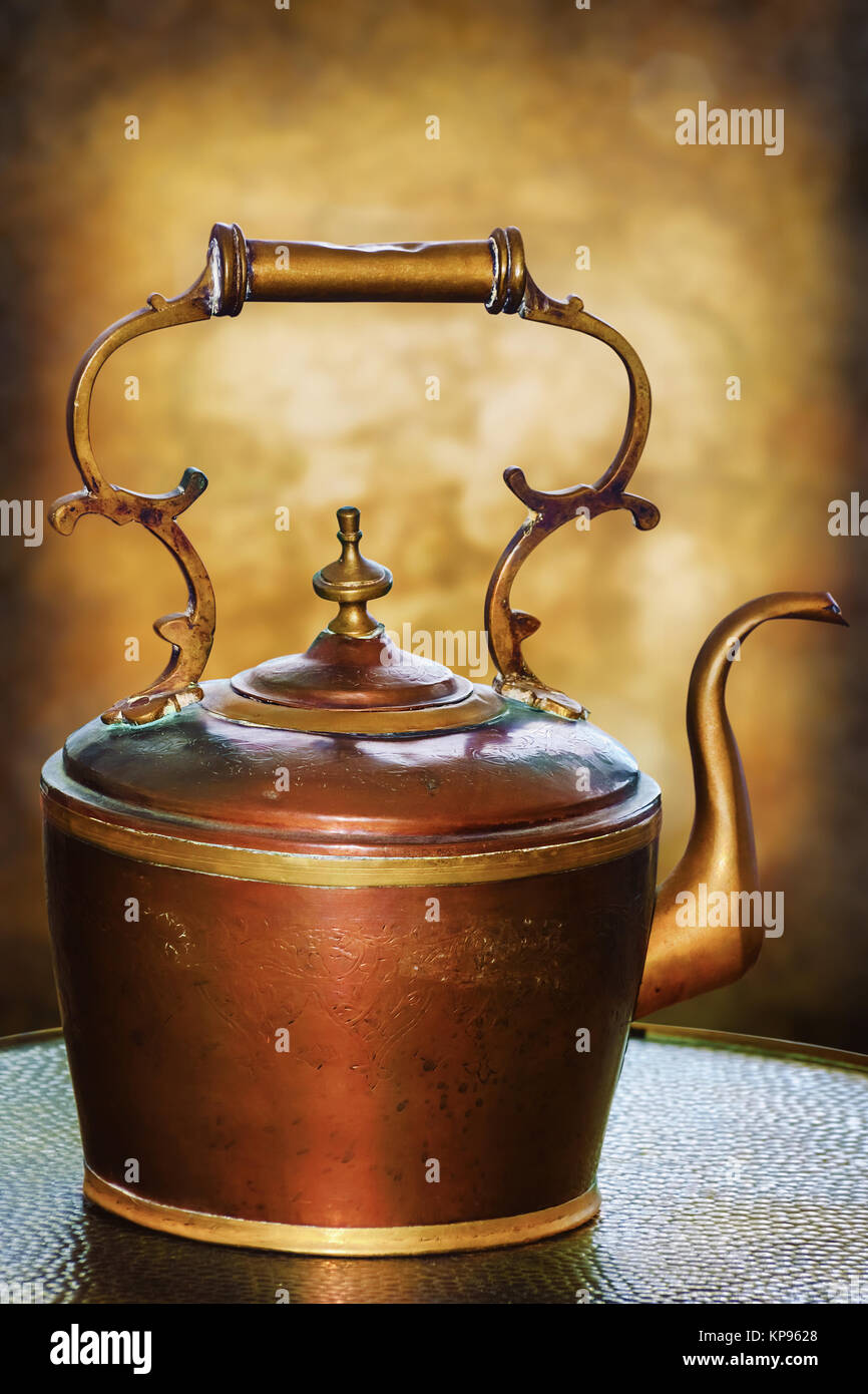 Old Brown Kettle Stock Photo Alamy