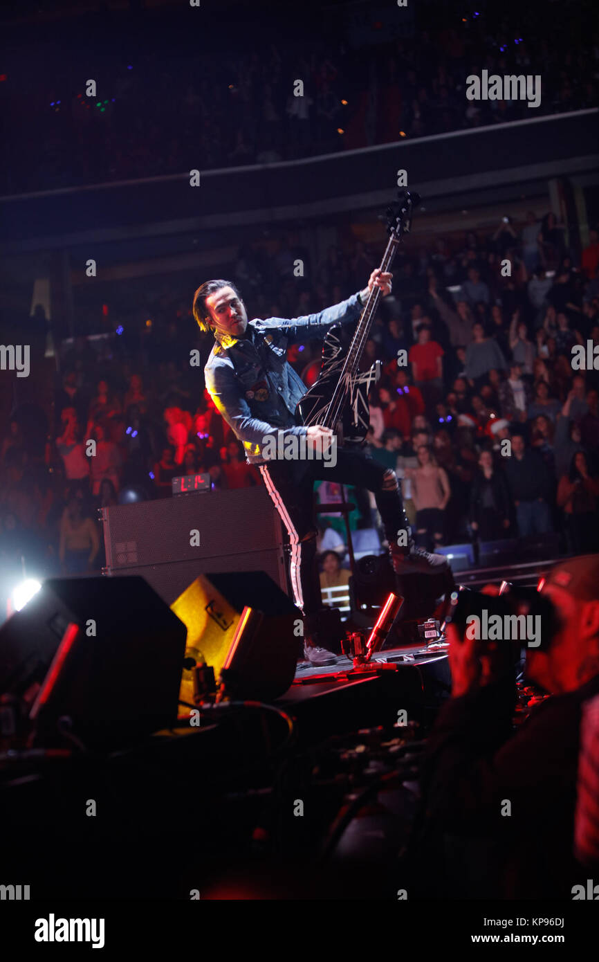 Fall Out Boy performs at the 99.5FM Jingle Ball presented by Capital One at the Capital One Center in Washington D.C. on 12/11/17 Stock Photo