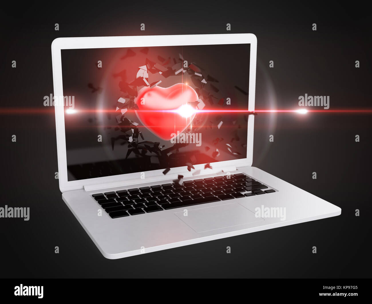 red Heart destroy laptop Stock Photo Alamy