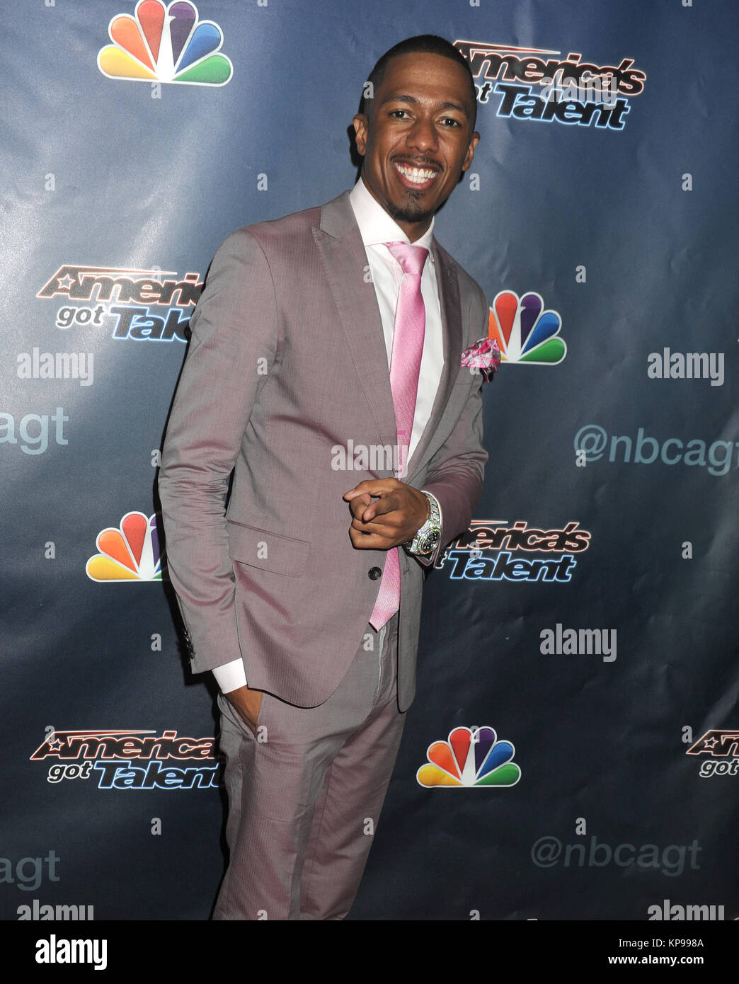 NEW YORK, NY - AUGUST 19: Nick Cannon attends 'America's Got Talent' post-show red carpet event at Radio City Music Hall on August 19, 2015 in New York City.   People:  Nick Cannon Stock Photo