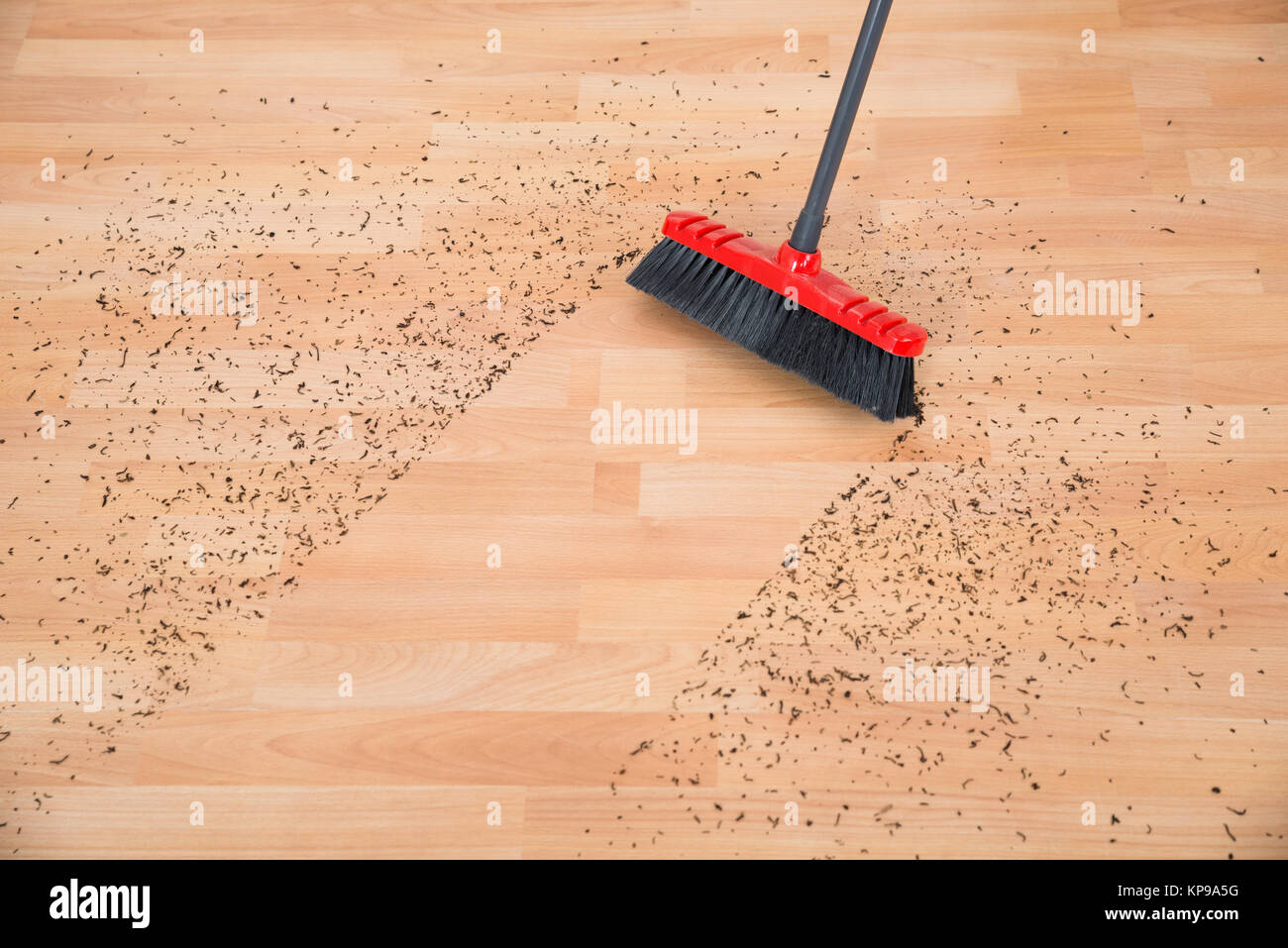 Sweeping Broom On Dirty Floor Stock Photos & Sweeping Broom On Dirty