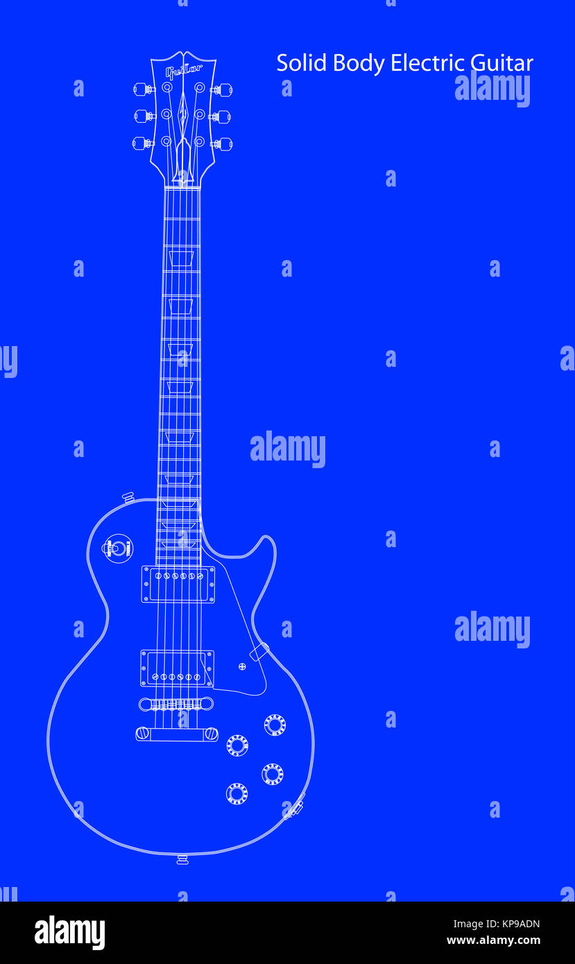 Solid Body Electric Guitar Blueprint Stock Photo Alamy