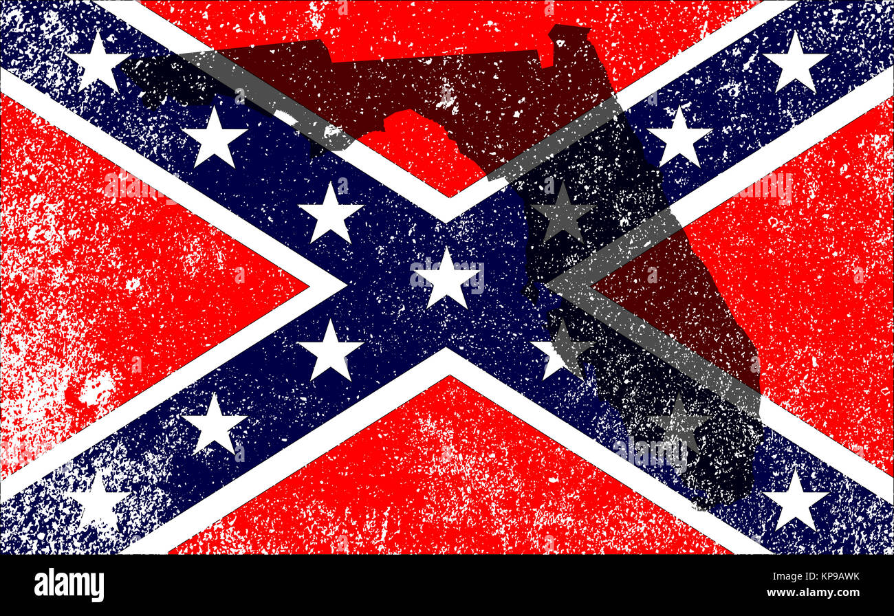 Rebel Civil War Flag With Florida Map Stock Photo - Alamy