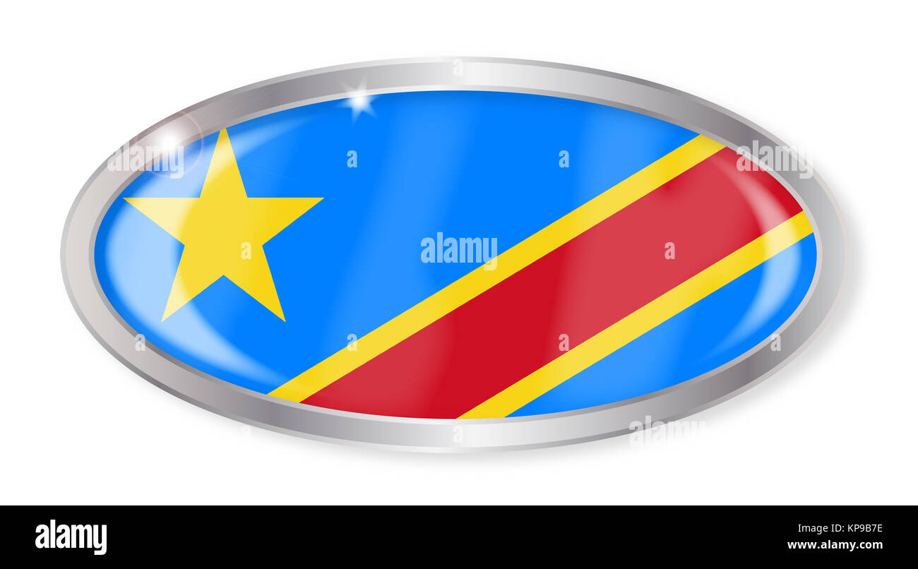 Democratic Republic of the Congo Flag Oval Button Stock Photo