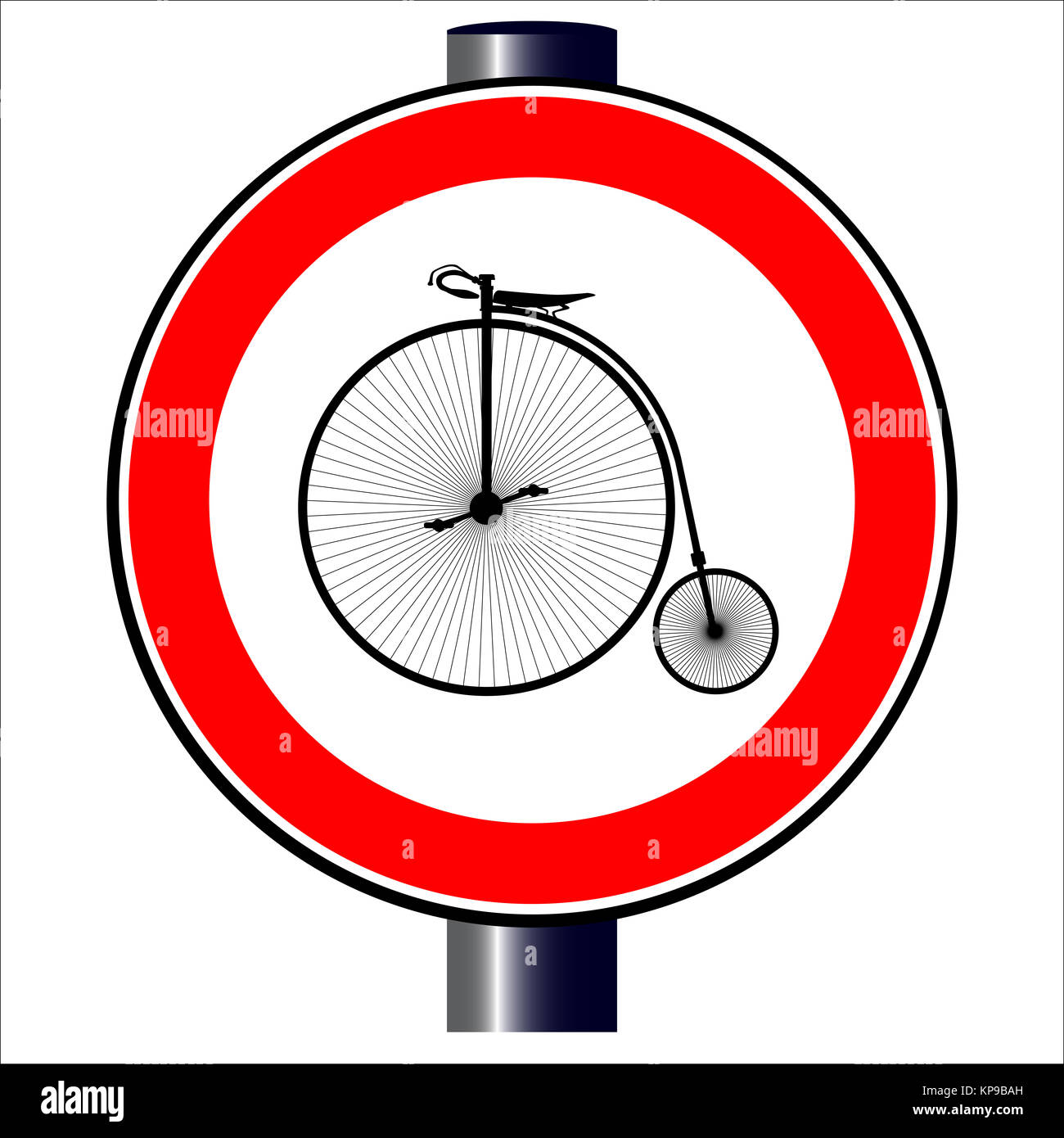 Penny Farthing Traffic Sign Stock Photo