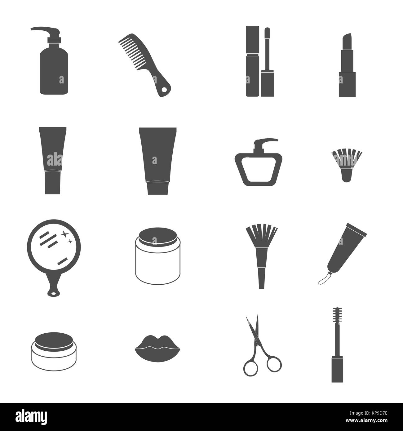 cosmetics and beauty icons set vector Stock Photo