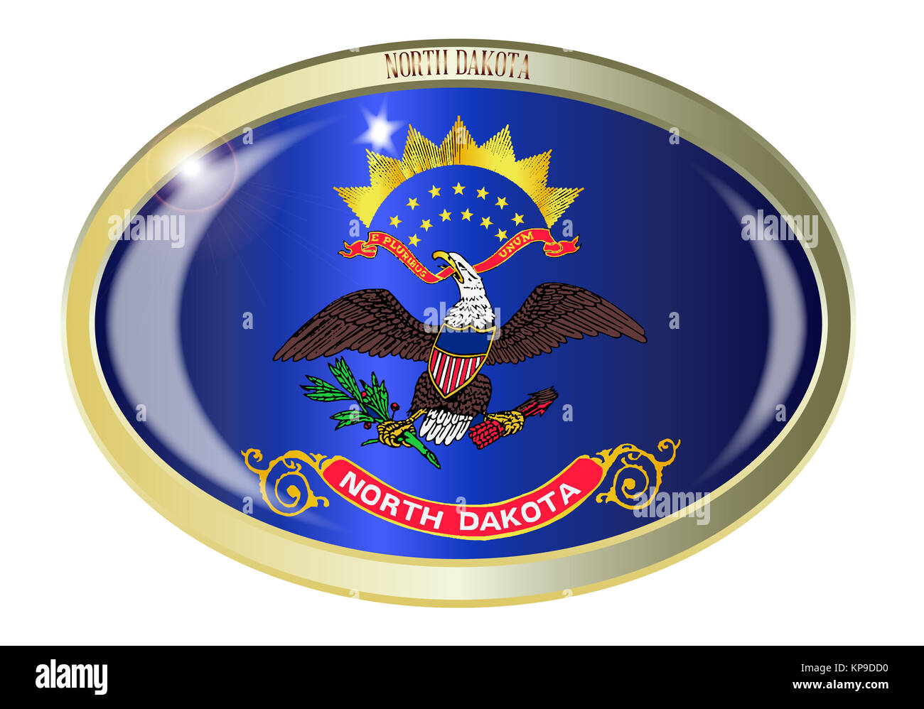 north-dakota-state-flag-oval-button-stock-photo-alamy