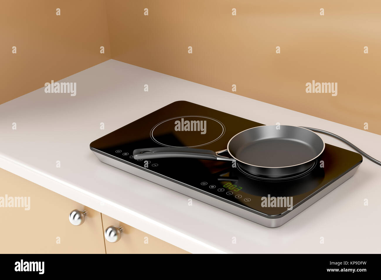 Double induction cooktop and frying pan Stock Photo Alamy