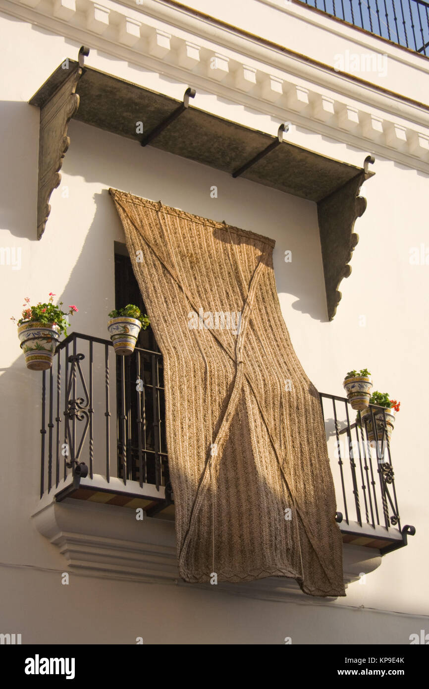 Balcony with esparto blind Stock Photo -