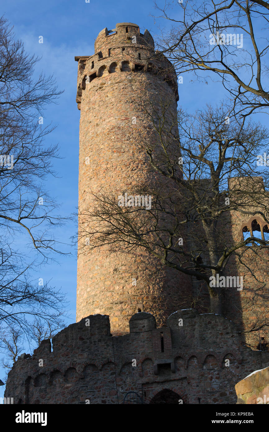 Castle ruins Auerbach Castle (Auerbach Castle) in winter Stock Photo