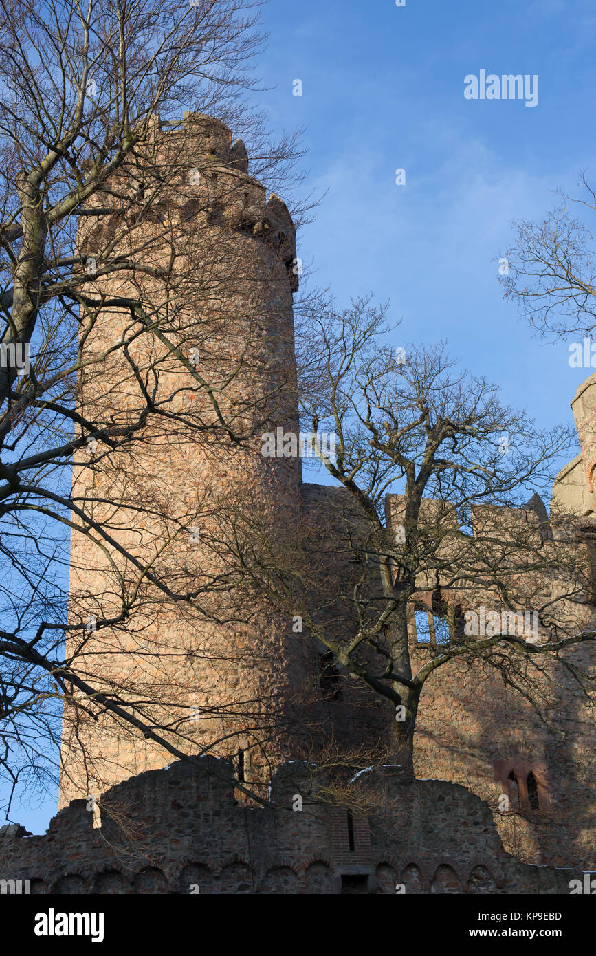 castle ruins auerbach castle (auerbacher castle) in winter Stock Photo