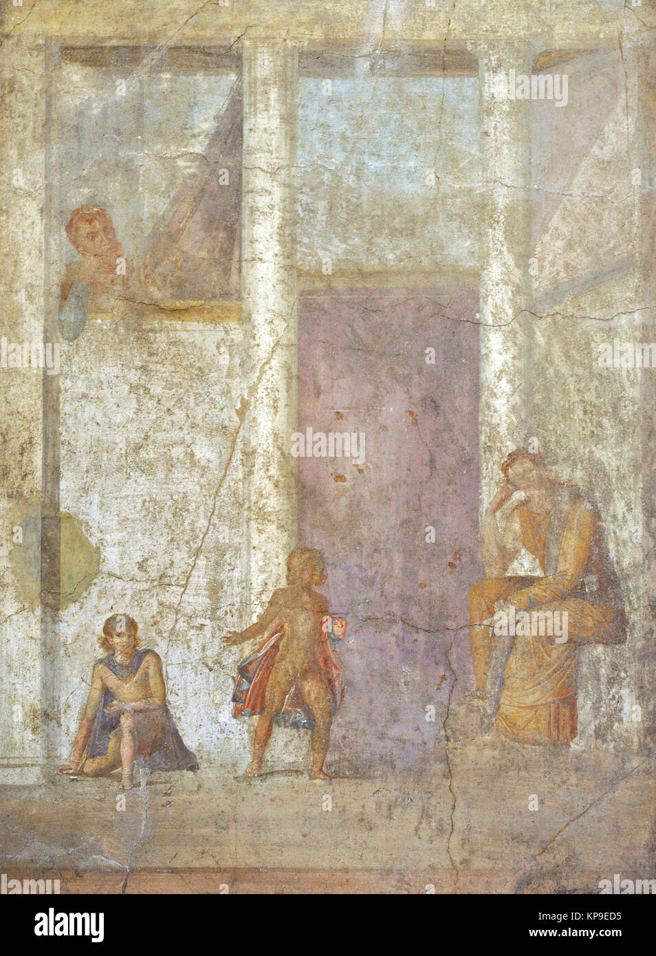 Roman fresco depicting Medea meditating on the killing of her children. House of Jason (20-25). Pompeii. National Archaeological Museum. Naples. Italy. Stock Photo