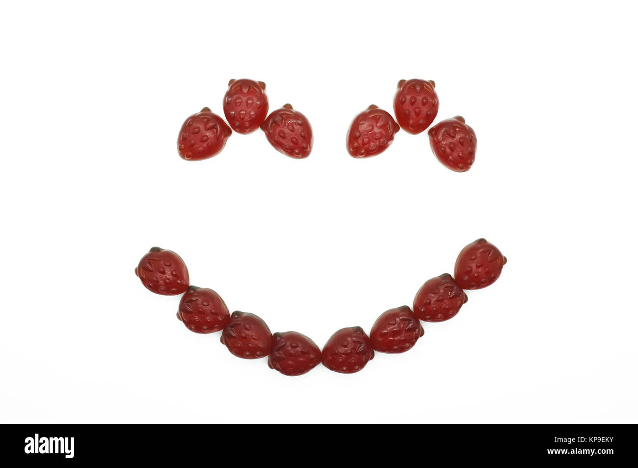 Smile of gummi red strawberry jelly Stock Photo