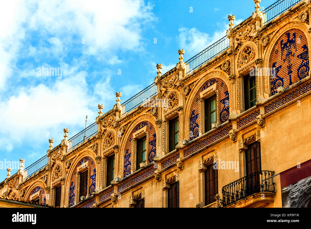 artfully allowed house frontage at the square in palma de mallorca Stock Photo