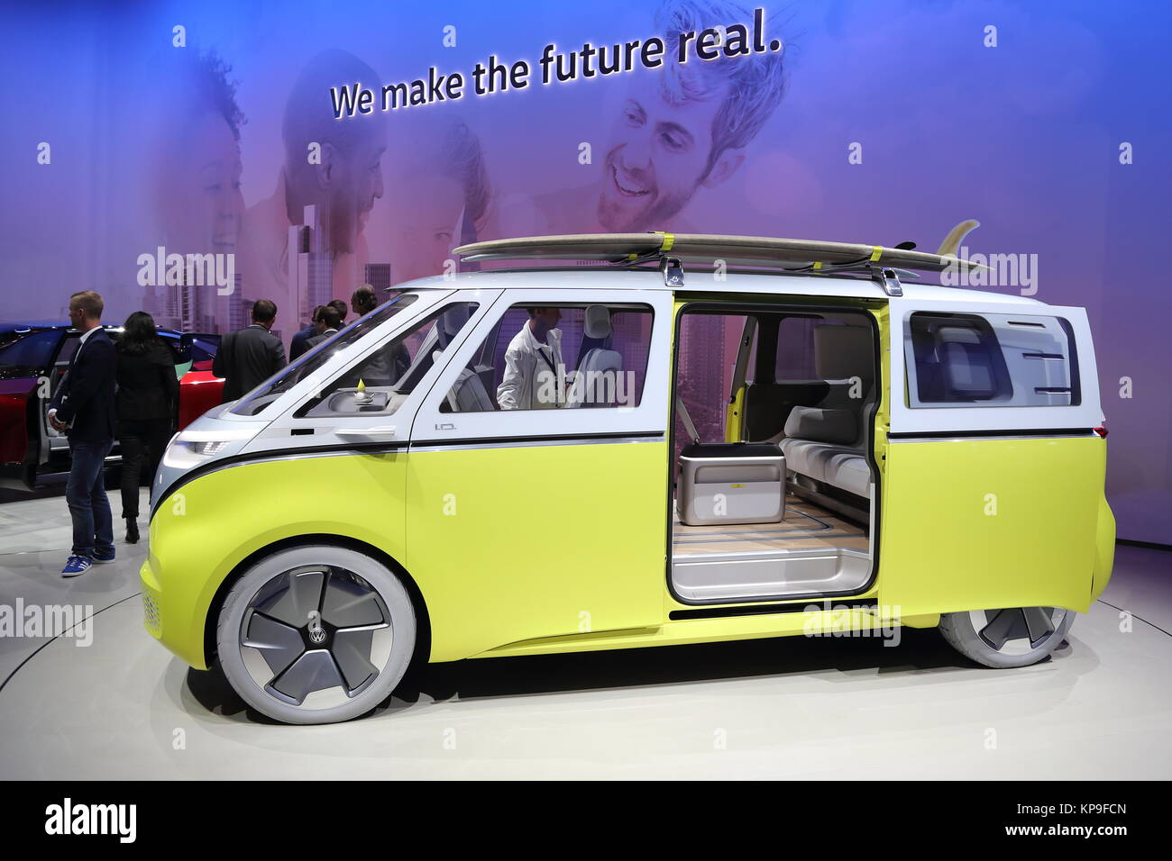 Volkswagen I.D. Buzz electric van at the Frankfurt International Motor Show 2017, Germany Stock Photo