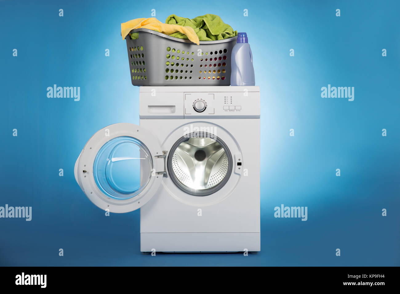 Laundry Basket On Washing Machine Stock Photo Alamy