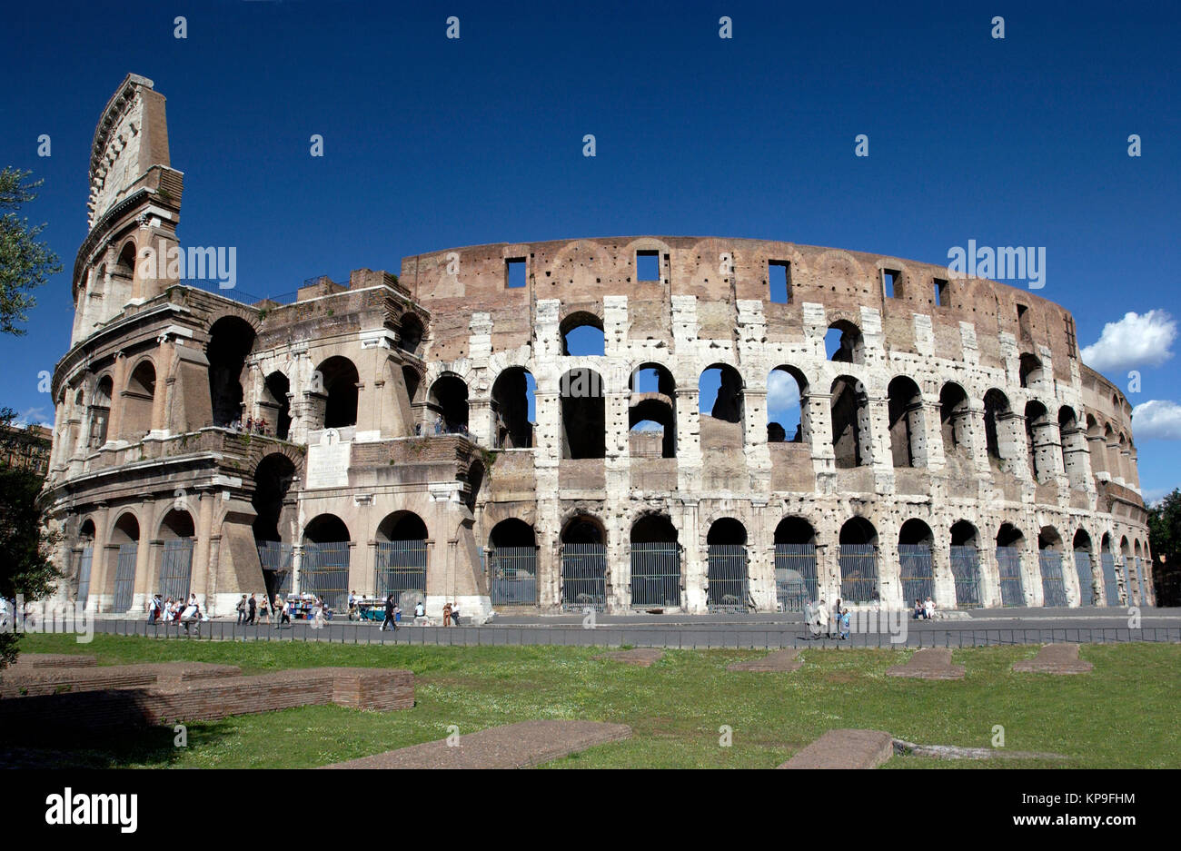 Ruins of the Colosseum in Rome in Italy. Gladiatorial combat took place ...