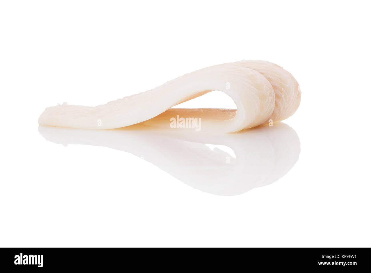 Raw fresh halibut steak isolated on white background. Culinary healthy seafood eating. Stock Photo