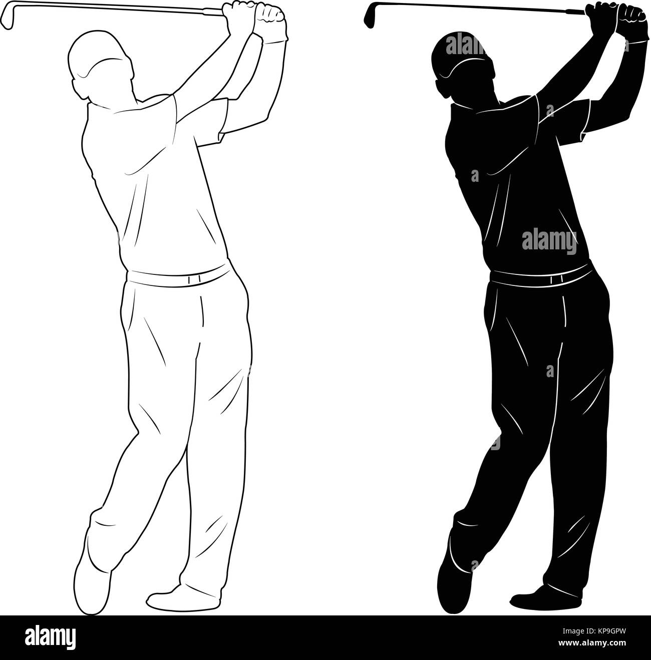 golf player silhouette - vector Stock Vector