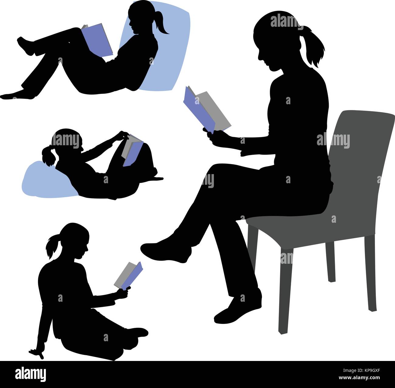 Reading young woman woman Stock Vector Images Alamy