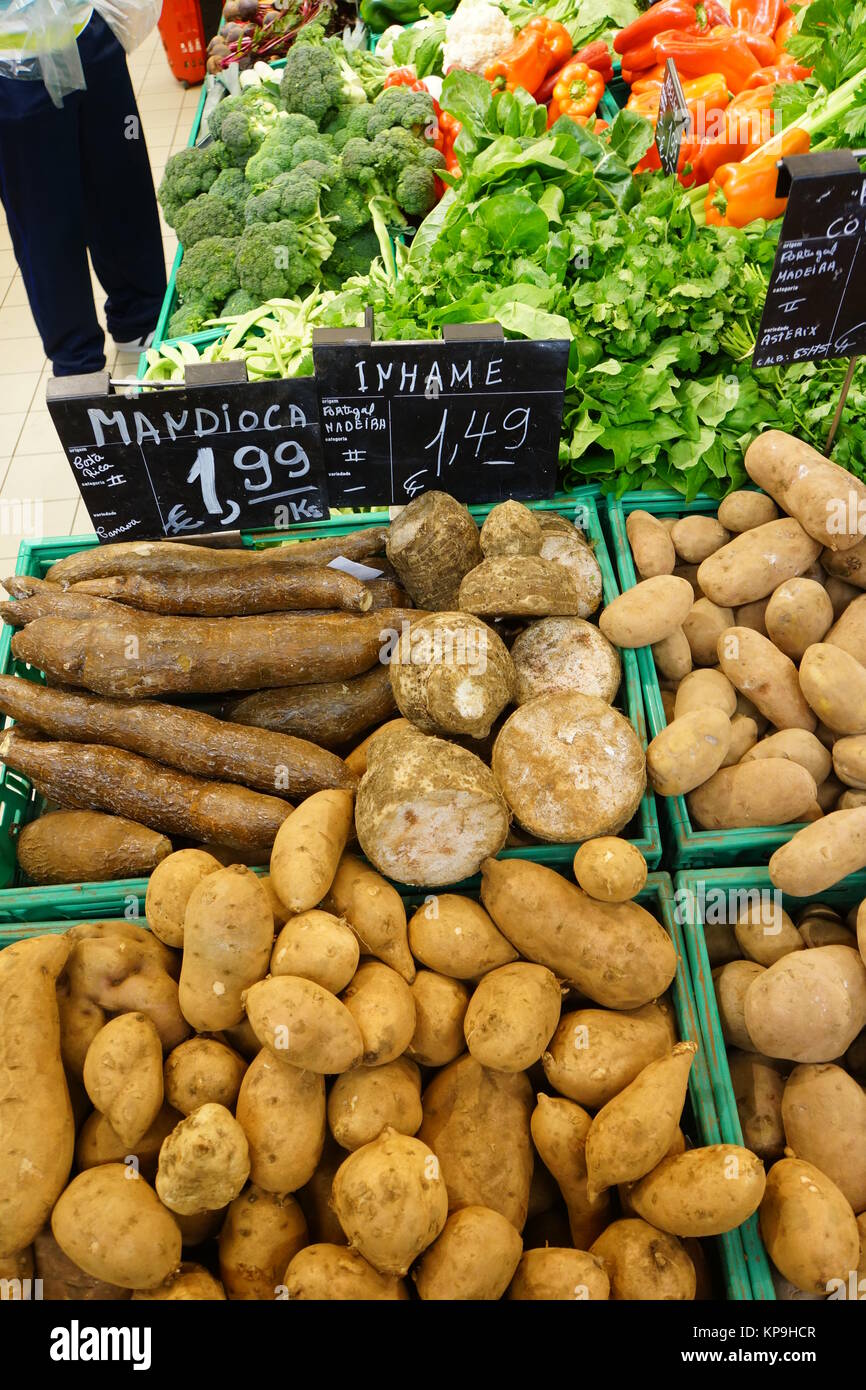 cassava,yams and potatoes on the market Stock Photo Alamy
